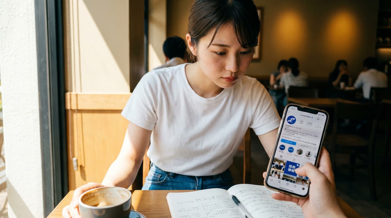 就活生がスマホで企業SNSを閲覧